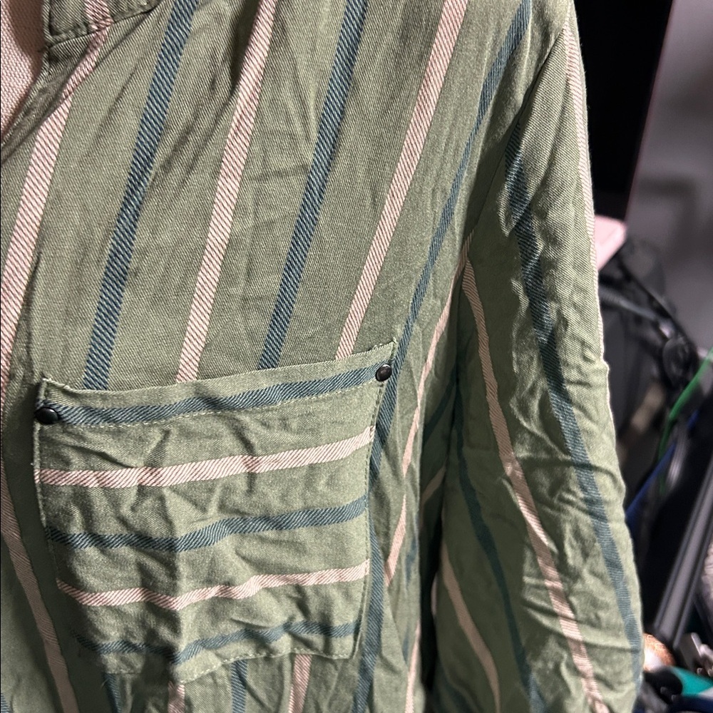 Torrid 3 Drawstring Green‎ Striped Dress - Picture 3 of 4